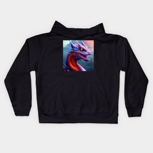 Blue, Red, and Purple Spiked Dragon Kids Hoodie